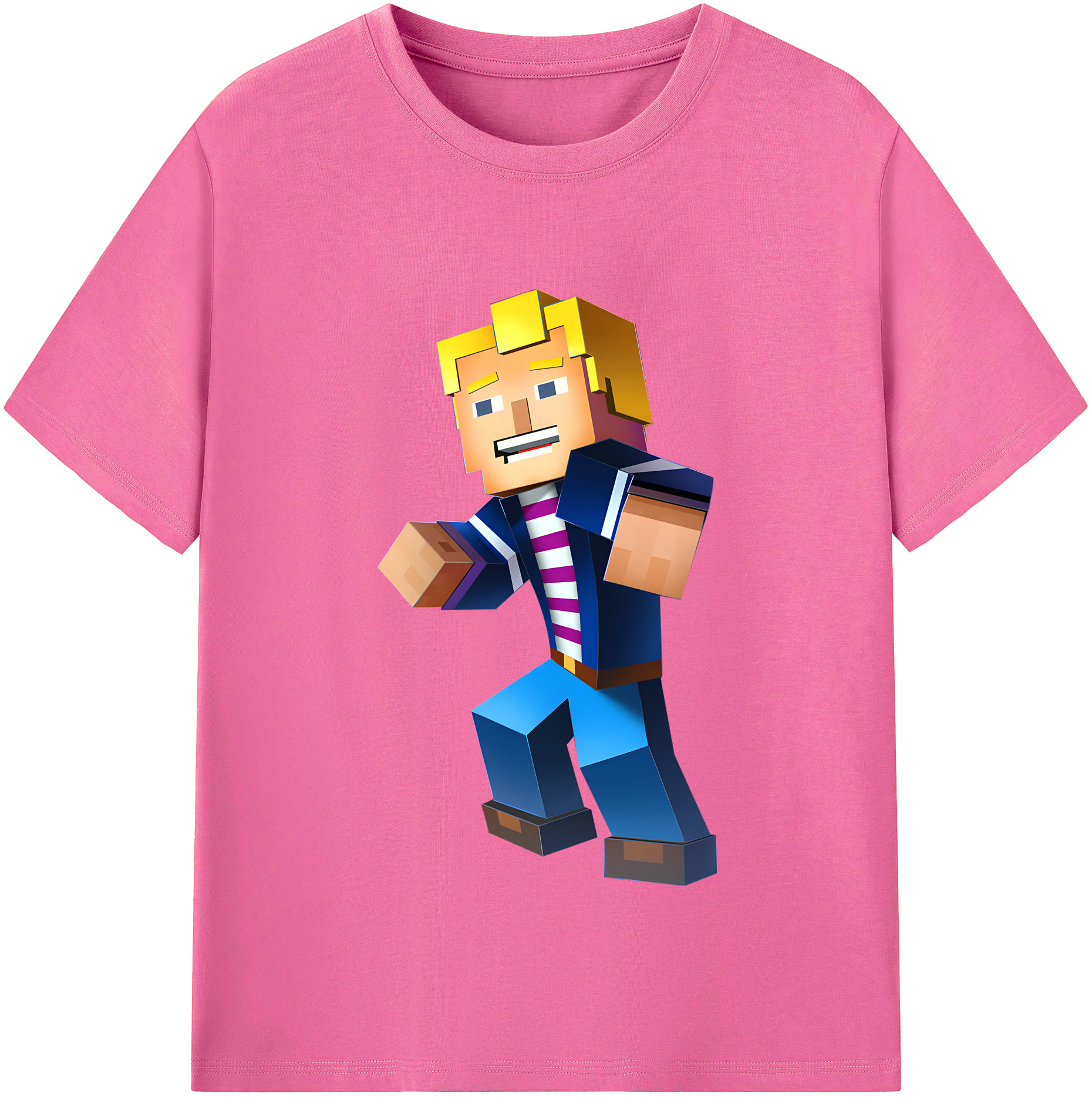 （画像用） マインクラフト ブロックの世界 Minecraft MC Block world レディースカジュアルプリントTシャツ（綿100％）